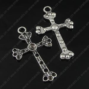 Pendant. Fashion Zinc Alloy Jewelry Findings. cross 49x30mm, Sold by Bag