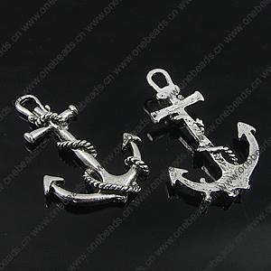 Pendant. Fashion Zinc Alloy Jewelry Findings. Anchor 38x26mm, Sold by Bag
