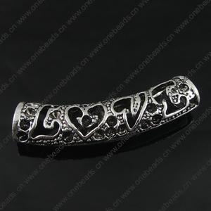Tube, Fashion Zinc Alloy Jewelry Findings，52.5x12mm, Sold by PC
