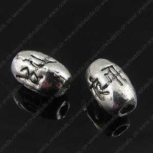 Beads. Fashion Zinc Alloy jewelry findings. Drum 10x6mm. Hole size:2mm. Sold by Bag