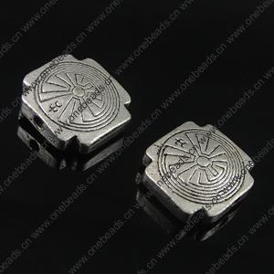 Beads. Fashion Zinc Alloy jewelry findings. Square 16x16mm. Hole size:2mm. Sold by Bag