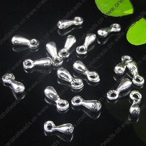 Alloy End Piece, Drop, 7mm long, 2.5mm wide, hole: about 1.2mm, Sold by bag