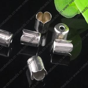 Jewelry Terminators, Cord End Caps, Iron, Lead-free, About 10mm long, 10mm wide, Hole: about 1.5mm, Sold by bag