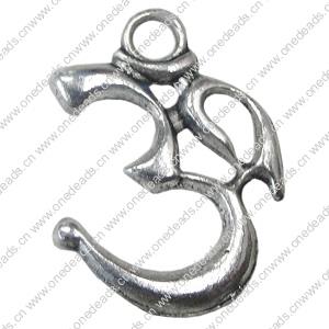 Pendant. Fashion Zinc Alloy Jewelry Findings. Numeral 27x20mm，Sold by Bag 