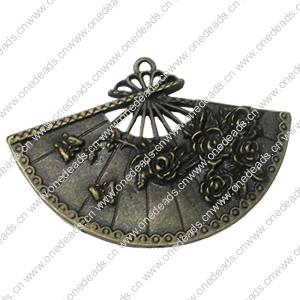 Pendant. Fashion Zinc Alloy Jewelry Findings. Fan 39x55mm，Sold by Bag