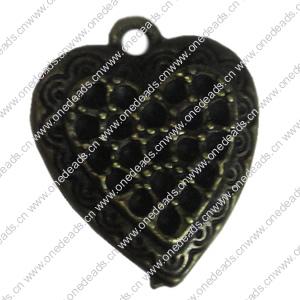 Pendant. Fashion Zinc Alloy Jewelry Findings. Heart 22x18mm，Sold by Bag