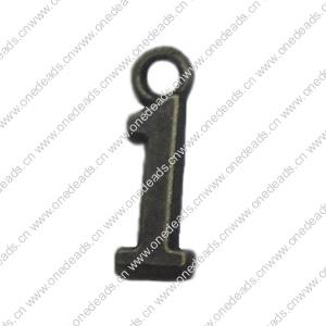 Pendant. Fashion Zinc Alloy Jewelry Findings. Numeral 15x8mm，Sold by Bag 