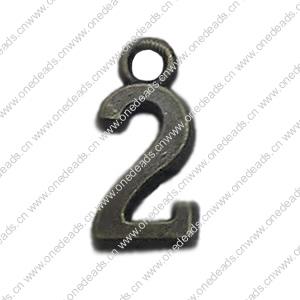 Pendant. Fashion Zinc Alloy Jewelry Findings. Numeral 15x8mm，Sold by Bag