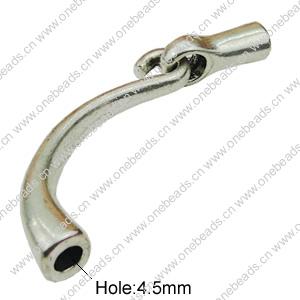 Clasps. Fashion Zinc Alloy Jewelry Findings.18x62mm. Hole:4.5mm. Sold by PC