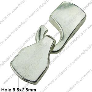 Clasps. Fashion Zinc Alloy Jewelry Findings.14x40mm. Hole:9.5x2mm. Sold by Bag