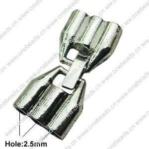 Clasps. Fashion Zinc Alloy Jewelry Findings. 14x28mm. Hole:2.5mm. Sold by Bag