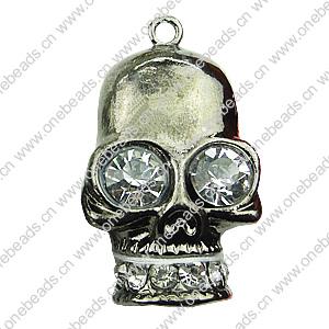 Crystal Zinc alloy Pendant, Fashion jewelry findings, Many colors for choice, Skeleton 21x38mm, Sold By PC