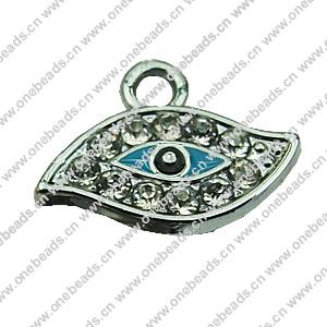 Crystal Zinc alloy Pendant, Fashion jewelry findings, Many colors for choice, Eye 12x16mm, Sold By PC