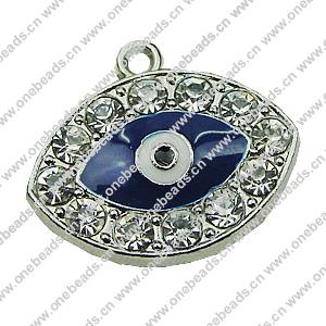 Crystal Zinc alloy Pendant, Fashion jewelry findings, Many colors for choice, Eye 19x22mm, Sold By PC