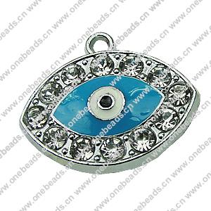 Crystal Zinc alloy Pendant, Fashion jewelry findings, Many colors for choice, Eye 19x22mm, Sold By PC