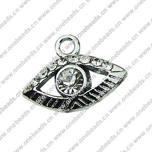 Crystal Zinc alloy Pendant, Fashion jewelry findings, Many colors for choice, Eye 9x11mm, Sold By PC