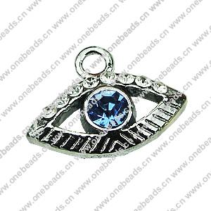 Crystal Zinc alloy Pendant, Fashion jewelry findings, Many colors for choice, Eye 9x11mm, Sold By PC