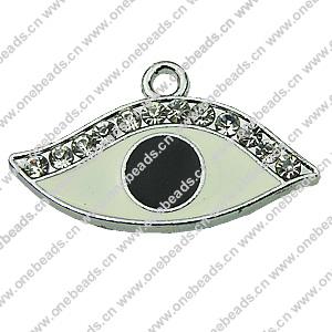 Crystal Zinc alloy Pendant, Fashion jewelry findings, Many colors for choice, Eye 20x33mm, Sold By PC
