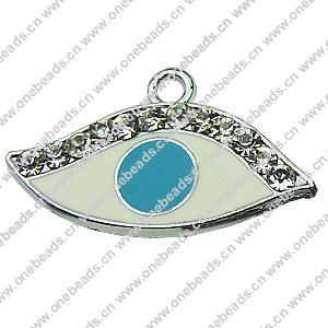 Crystal Zinc alloy Pendant, Fashion jewelry findings, Many colors for choice, Eye 20x33mm, Sold By PC