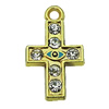 Crystal Zinc alloy Pendant, Fashion jewelry findings, Many colors for choice, Cross 11x19mm, Sold By PC