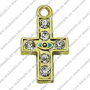Crystal Zinc alloy Pendant, Fashion jewelry findings, Many colors for choice, Cross 11x19mm, Sold By PC