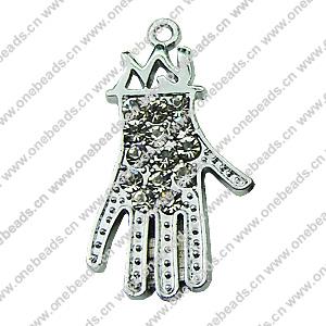 Crystal Zinc alloy Pendant, Fashion jewelry findings, Many colors for choice, Hand 16x31mm, Sold By PC