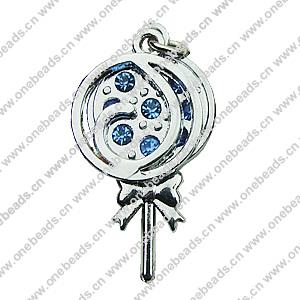 Crystal Zinc alloy Pendant, Fashion jewelry findings, Many colors for choice, Lollipop 18x36mm, Sold By PC