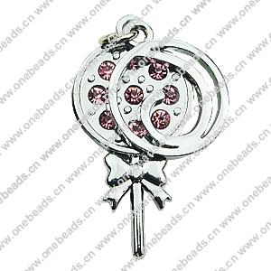 Crystal Zinc alloy Pendant, Fashion jewelry findings, Many colors for choice, Lollipop 18x36mm, Sold By PC