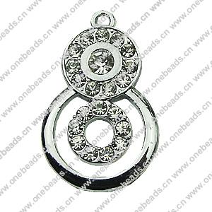 Crystal Zinc alloy Pendant, Fashion jewelry findings, Many colors for choice, Calabash 18x29mm, Sold By PC