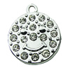 Crystal Zinc alloy Pendant, Fashion jewelry findings, Many colors for choice, Flat Round 18x18mm, Sold By PC
