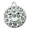 Crystal Zinc alloy Pendant, Fashion jewelry findings, Many colors for choice, Flat Round 18x18mm, Sold By PC