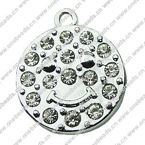 Crystal Zinc alloy Pendant, Fashion jewelry findings, Many colors for choice, Flat Round 18x18mm, Sold By PC