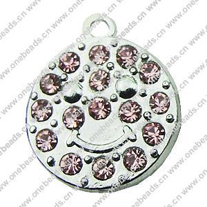 Crystal Zinc alloy Pendant, Fashion jewelry findings, Many colors for choice, Flat Round 18x18mm, Sold By PC