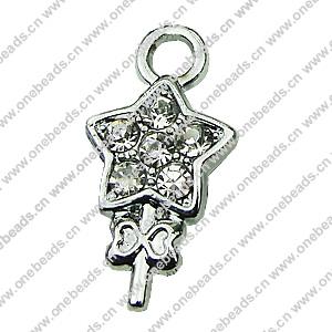 Crystal Zinc alloy Pendant, Fashion jewelry findings, Many colors for choice, Star 10x21mm, Sold By PC