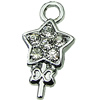 Crystal Zinc alloy Pendant, Fashion jewelry findings, Many colors for choice, Star 10x21mm, Sold By PC