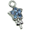 Crystal Zinc alloy Pendant, Fashion jewelry findings, Many colors for choice, Star 10x21mm, Sold By PC
