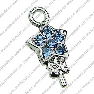 Crystal Zinc alloy Pendant, Fashion jewelry findings, Many colors for choice, Star 10x21mm, Sold By PC