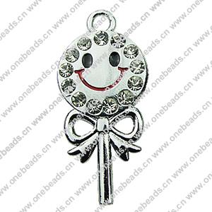 Crystal Zinc alloy Pendant, Fashion jewelry findings, Many colors for choice, Lollipop 15x30mm, Sold By PC