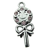 Crystal Zinc alloy Pendant, Fashion jewelry findings, Many colors for choice, Lollipop 15x30mm, Sold By PC
