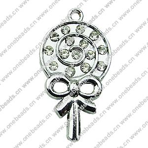 Crystal Zinc alloy Pendant, Fashion jewelry findings, Many colors for choice, Lollipop 15x30mm, Sold By PC