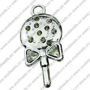 Crystal Zinc alloy Pendant, Fashion jewelry findings, Many colors for choice, Lollipop 17x33mm, Sold By PC