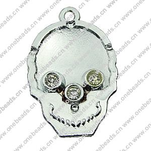 Crystal Zinc alloy Pendant, Fashion jewelry findings, Many colors for choice, Skeleton 21x33mm, Sold By PC