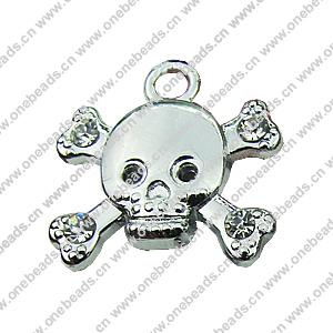 Crystal Zinc alloy Pendant, Fashion jewelry findings, Many colors for choice, Skeleton 19x18mm, Sold By PC