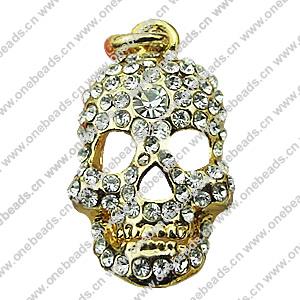 Crystal Zinc alloy Pendant, Fashion jewelry findings, Many colors for choice, Skeleton 14x22mm, Sold By PC