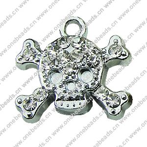 Crystal Zinc alloy Pendant, Fashion jewelry findings, Many colors for choice, Skeleton 17x19mm, Sold By PC