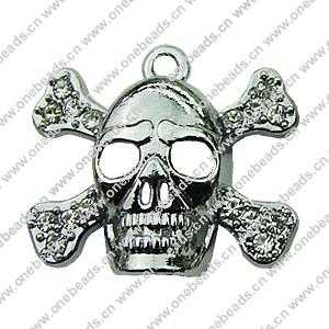 Crystal Zinc alloy Pendant, Fashion jewelry findings, Many colors for choice, Skeleton 23x25mm, Sold By PC