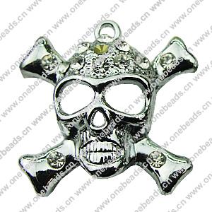 Crystal Zinc alloy Pendant, Fashion jewelry findings, Many colors for choice, Skeleton 23x27mm, Sold By PC