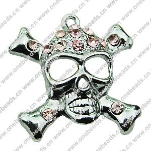 Crystal Zinc alloy Pendant, Fashion jewelry findings, Many colors for choice, Skeleton 23x27mm, Sold By PC