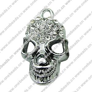 Crystal Zinc alloy Pendant, Fashion jewelry findings, Many colors for choice, Skeleton 18x33mm, Sold By PC