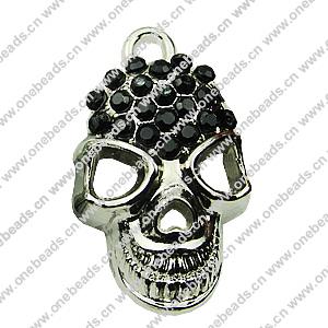 Crystal Zinc alloy Pendant, Fashion jewelry findings, Many colors for choice, Skeleton 18x33mm, Sold By PC